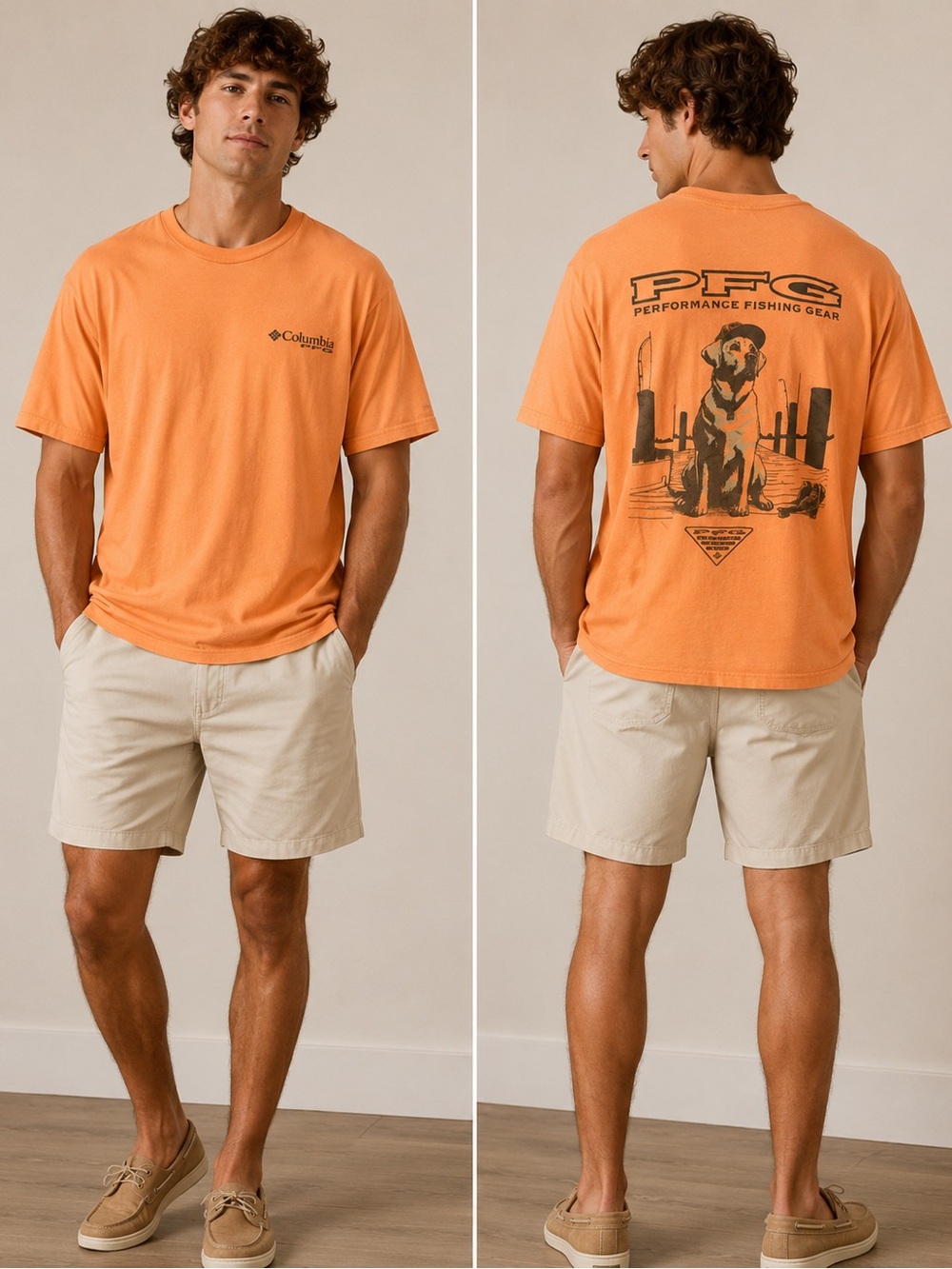 Columbia PFG Orange Dog On A Dock Tee
